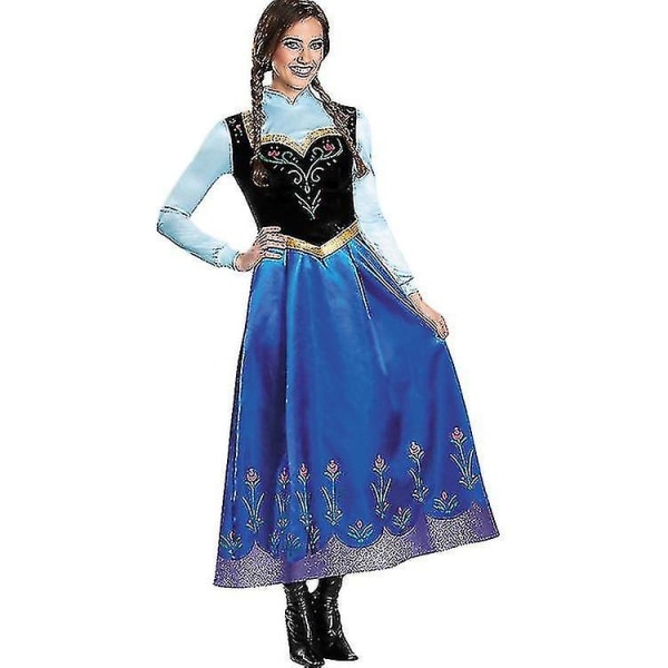 Otwoo Vuxen Prinsessan Anna Elsa Kostym Jul Cos Fancy Dress Outfit Anna XL