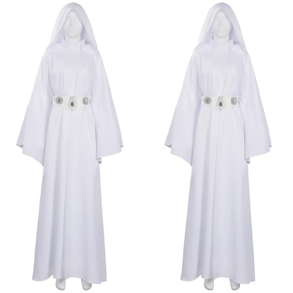 Film Cos Leia Cosplay Drottning Kostym Outfits Fantasy Klänning Peruk Halloween Karneval Dräkt Tillbehör För Vuxna Flickor Rollspel XXL Female