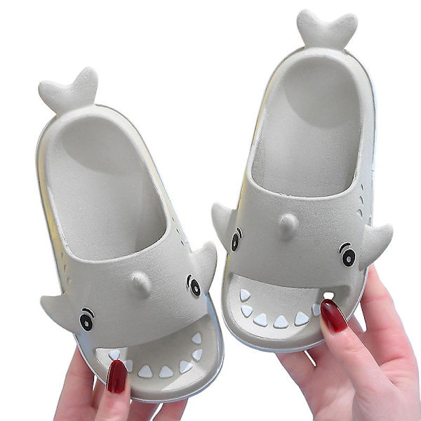 Barn Lätta Tofflor Strand Casual Rygglösa Slides Pojkar Vardagliga Bekväma Seriefigurer Skor Gray EU 26-27