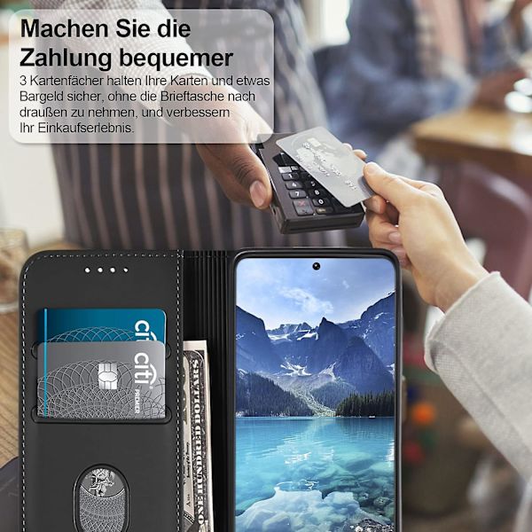 Case med magnetisk stängning i läder med kortfack Kompatibel med Samsung Galaxy A53 med stativ Red