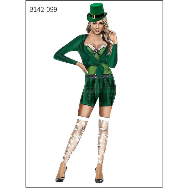 St. Patrick's Day Costume Kvinnor Parad Kostym Character Dress Up Irish Shamrock Festival Performance XL
