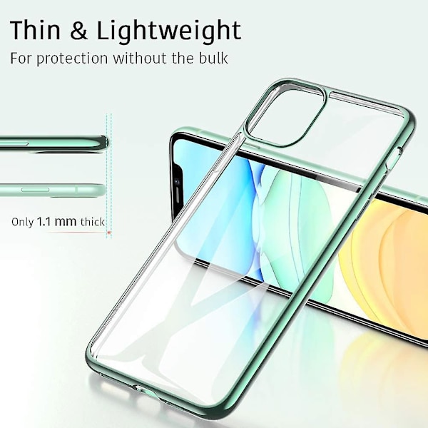 Essential kompatibel med Iphone 11- case, Slim Clear Soft Tpu, Flexibelt cover kompatibelt med Iphone 11 6,1-tums-grön null none