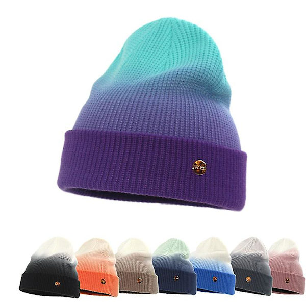 Gradient stickad keps stickad varm mössa mode pullover keps Navy blue color