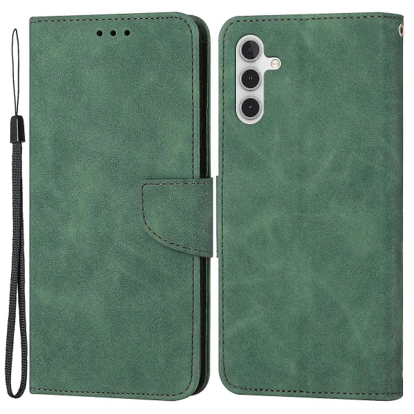 För Samsung Galaxy A14 5g Phone case Magnetstängningsställ Flip Enfärgad Pu-läder skyddande cover Green
