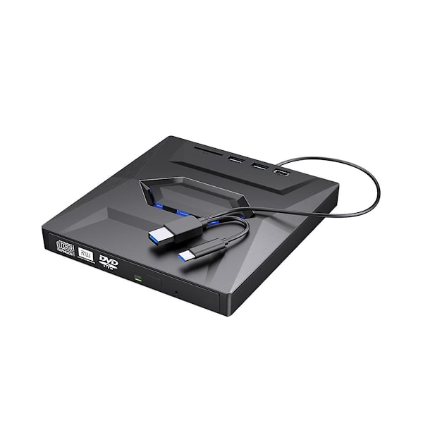 Extern DVD CD-brännare brännare CD och DVD-spelare Typ C/usb3.0 Extern DVD CD-enhet för PC Laptop Windows 11/10/8/7 black none