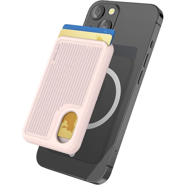 Korthållare för telefonbaksida för Magsafe Strong Magnetic Rfid Shielding Silikonplånbok kompatibel Iphone Pink