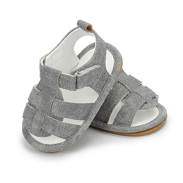 Sommarsandal med rem runt ankeln för barn, casual sandaler för småbarn, öppna tofflor Gray EU 15-16