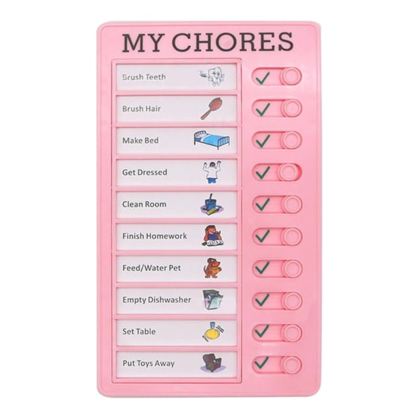 100 % nytt, sysslor Checklista Memo Plastboard Chore Chart Återanvändbar Mina sysslor Äldre anteckningar 4,7x7,9 tum Pink