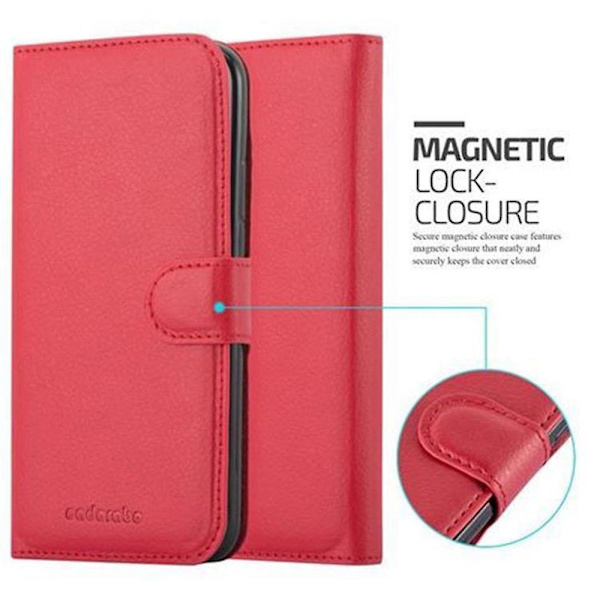 Apple iPhone X / XS Hülle Cover Case Etui - mit Kartenfach och Stand Funktion CARMINE RED iPhone X / XS