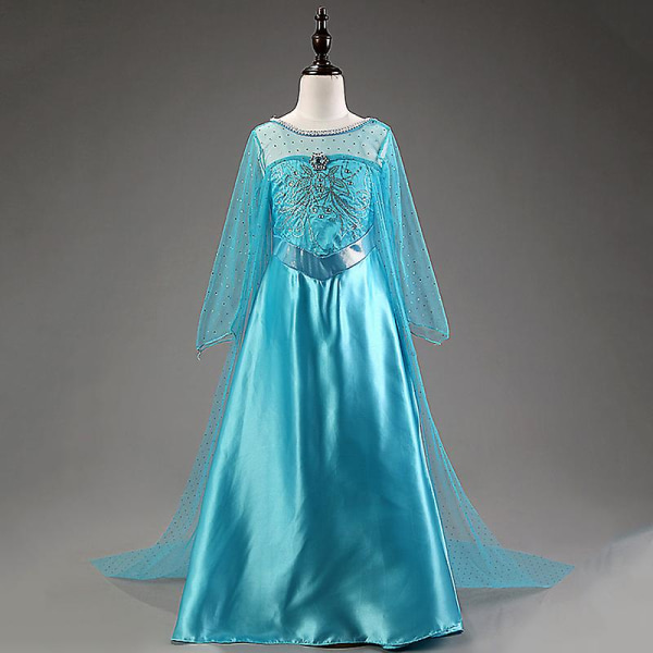 Elsa Dress, Frozen Costume For Girls, Disney Movie Princess Dress, Snow Queen Cosplay Fancy Dress Up, Halloween Christmas Birthday Party Cos 5-6 Years