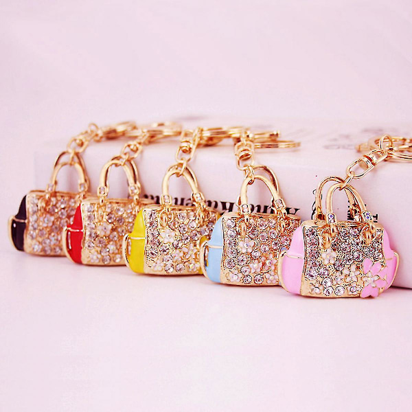 Damväska Nyckelringar för kvinnor Bling Bag Nyckelring för flickväska Väska eller bilhänge, gul
