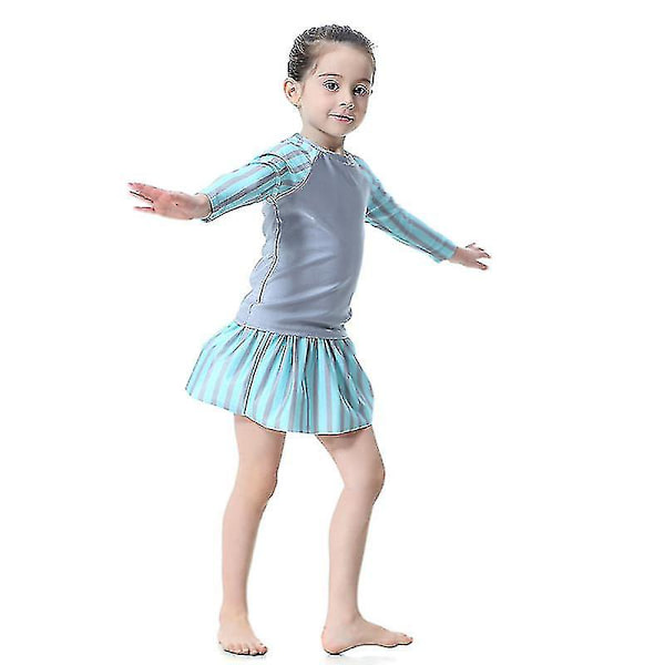 Barn Flickor Badkläder Klänning Mu Islamiska Beachwear Burkini Baddräkt Simset_y Grey 2-3 Years