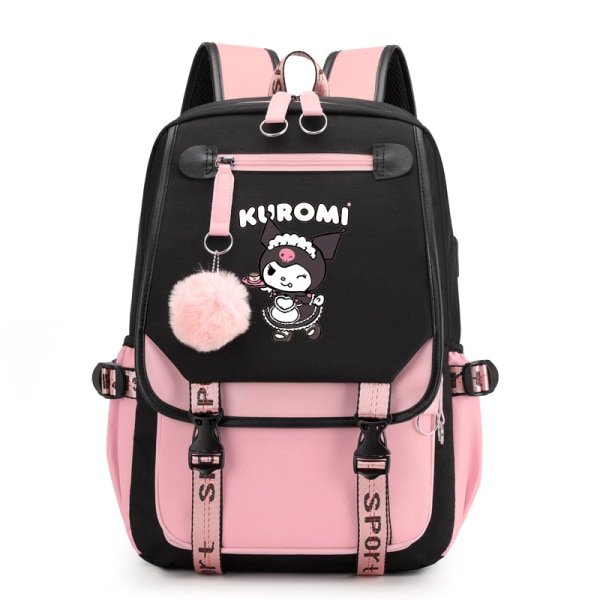 Kulomi ryggsäck Studentryggsäck Figur A svart rosa