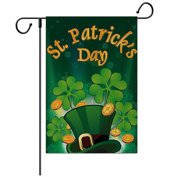 Shxx St. Patricks Day Trädgårdsbanner, irländsk helgdag, med klöver och hattdekoration Trädgårdsbanner, hög kvalitet och väderbeständig 30*45c null none