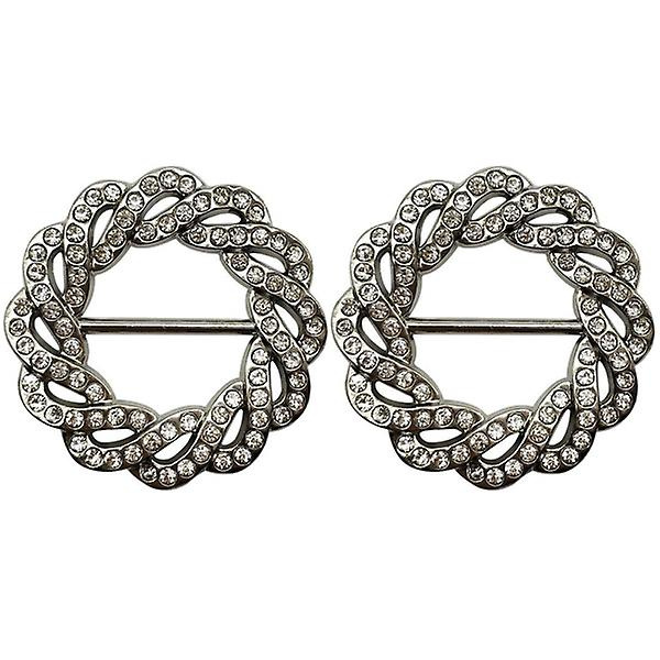 2st Kläder Wrap Hållare Dam Scarf Spänne Crystal Ring Spänne Silver 4.7X4.7cm