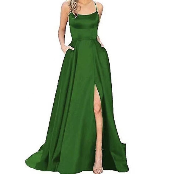 Kvinnors långa smala tubklänning brudtärna klänning bästis mode brudtärna grupp aftonklänning GREEN L