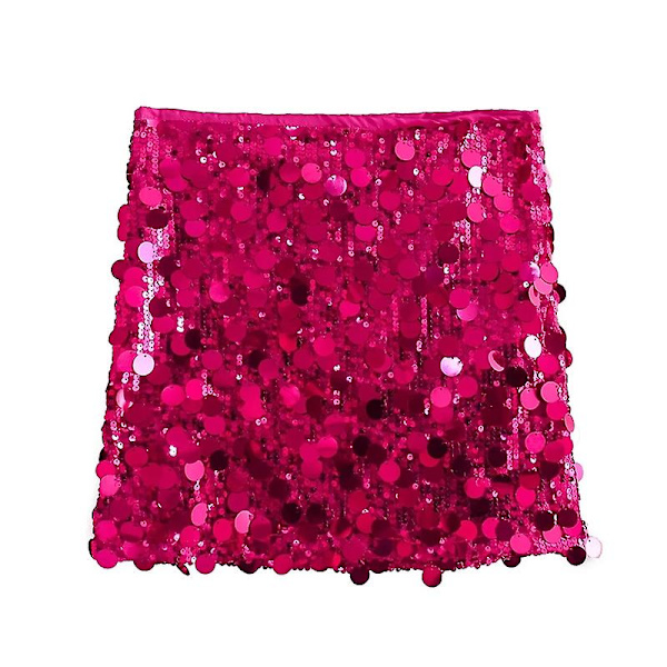 Paljetterad sexig kjol Bodycon minikjolar för kvinnor Trendig 2024 Dark pink M