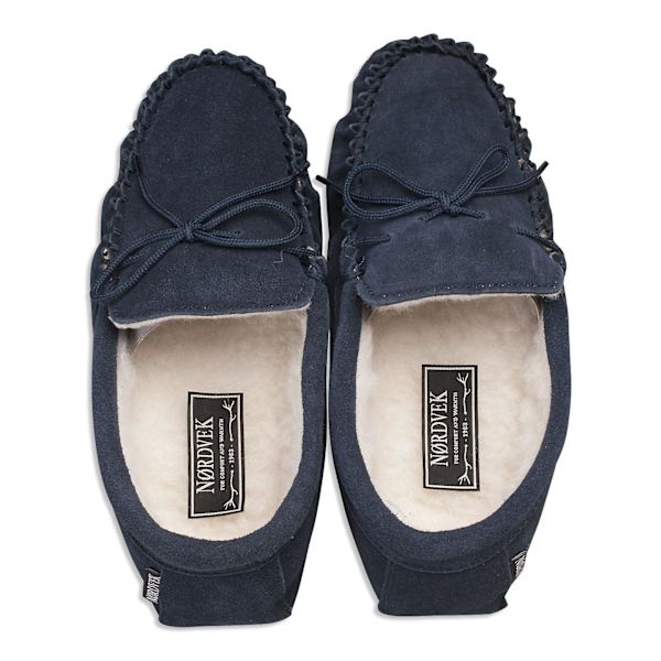 Nordvek Herr Äkta Mocka Ull Fodrad Moccasin Tofflor Mockasula 423-100 Navy 10UK - 11US - 44EU