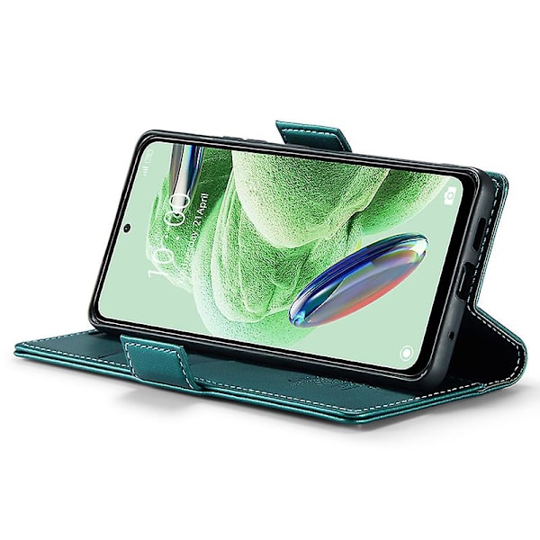 Caseme 023-serien för Xiaomi Redmi Note 12 5g (kina) / (indien) / (global) / Poco X5 5g Litchi Texture Rfid Blockerande case Läder Sta Green