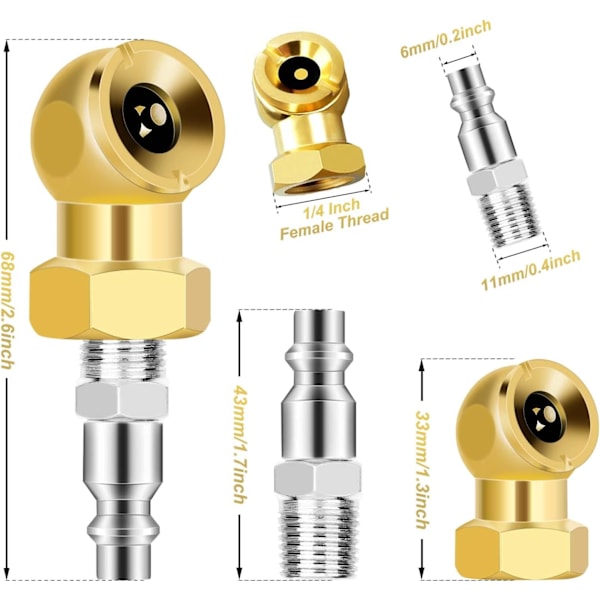 4PCS Kulinflator Air Chuck, 1/4&#39;&#39; FNPT Closed Flow Air Chuck, däckinflatortillbehör, Closed Ball Tire Air Chuck med 1/4 tum F