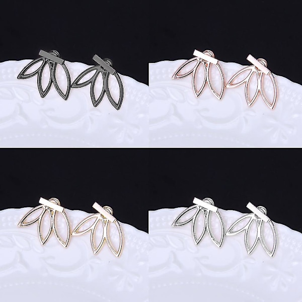 1 par Lotus Flower Stud örhängen Dam Lättvikts Minimalist Ear Cuffs Smycken
