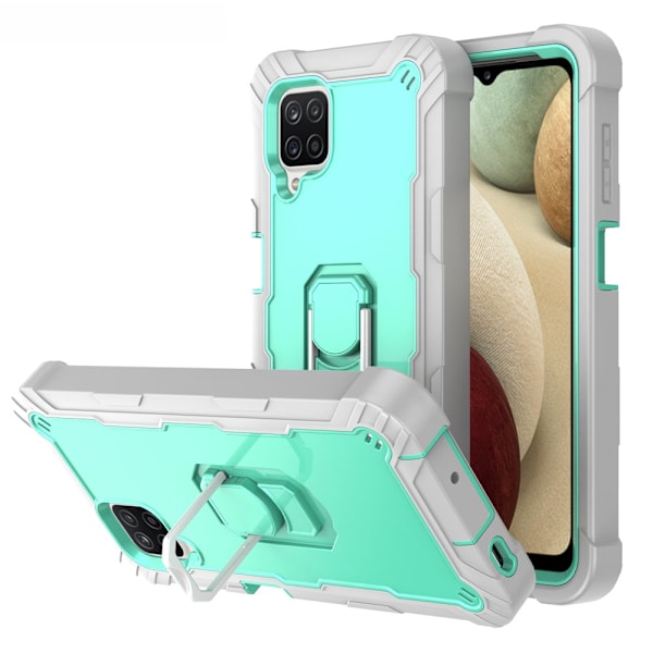 Case för Samsung A12 5G Case, Galaxy A12 Case, Allytech Slim Fit Rugged 3-lagers stötsäkert skydd Hybrid Kickstand Phone case Cover för gray+green