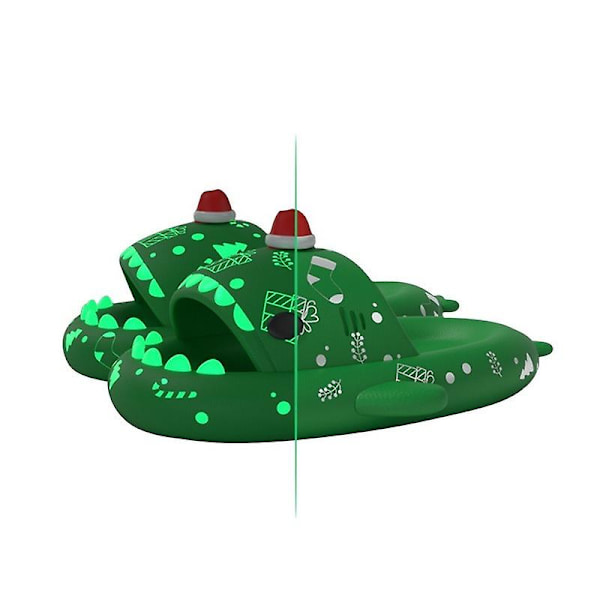 Kvinnor Män Luminous Shark Tofflor Halloween Pumpa Tofflor Xmas Kreativa presenter Husskor Jul Unisex Rutschbanor för hem Green 40-41