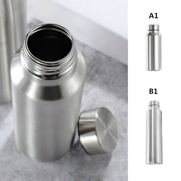 650ml/1000ml sportvattenflaska i rostfritt stål Enkellagers robust vattenkopp Metallflaska Dryckesartiklar Camping Sport Gym dark gray none