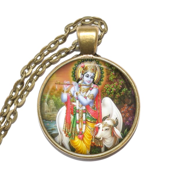 Halsband Brons Silver Krishna Gud Hinduism Brons