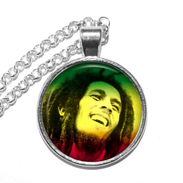 Halsband Nickelfritt Bob Marley Reggae Jamaica Ikon Silver