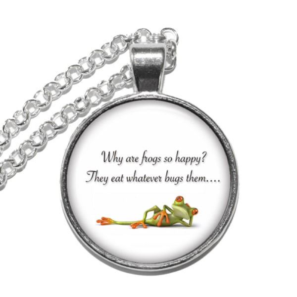Halsband Brons Silver Groda Frog Citat Quote Silver