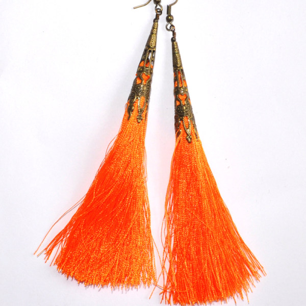 Örhängen Boho Tofs Shoulder Dusters Orange