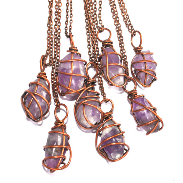 Halsband Chakra Healing Ametist Ädelsten Amulett Lila