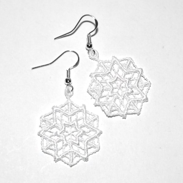 Örhängen Silver Snöflinga Spets Lace Snowflake Jul Vinter Silver