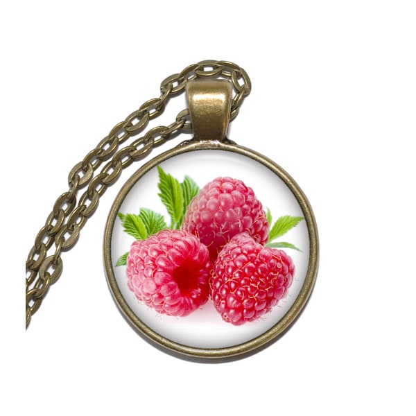 Halsband Brons Silver Hallon Raspberry Bär Brons