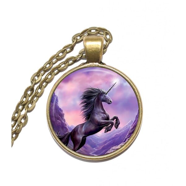 Halsband Brons Silver Enhörning Unicorn Fantasy Brons