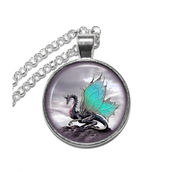 Halsband Brons Silver Drake Dragon Fantasy Silver