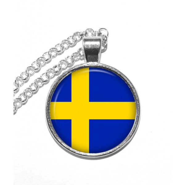 Halsband Brons Silver Heja Sverige Svenska Flaggan Blågul Silver