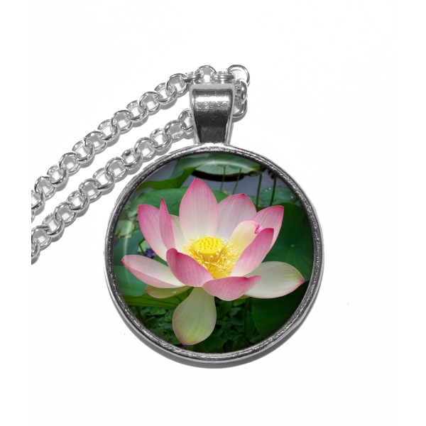 Halsband Brons Silver Lotus Blomma Helig Buddhism Silver