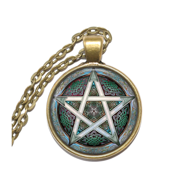 Halsband Brons Silver Pentagram Pentacle Wicca Magi Pagan Brons