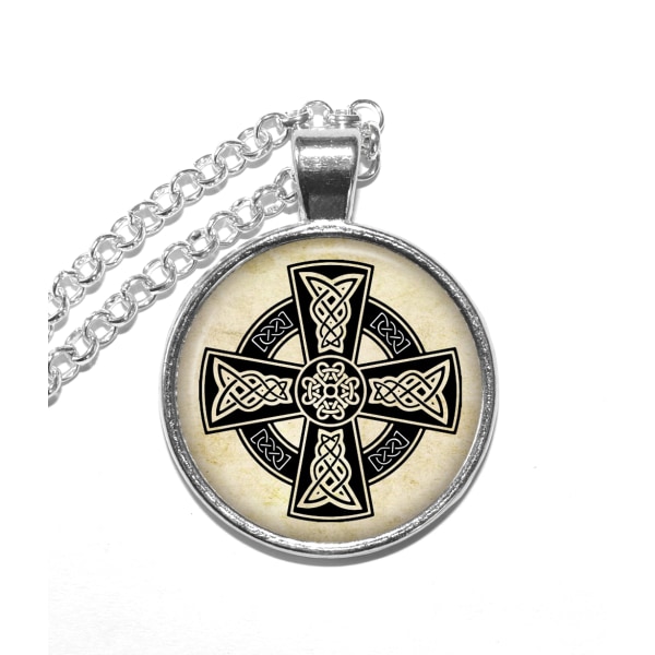 Halsband Brons Silver Keltiskt Kors Celtic Cross Silver