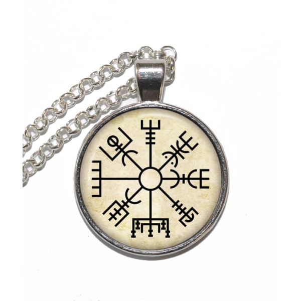 Halsband Brons Silver Vegvísir Vegvisir Rungalder Symbol Runor Silver