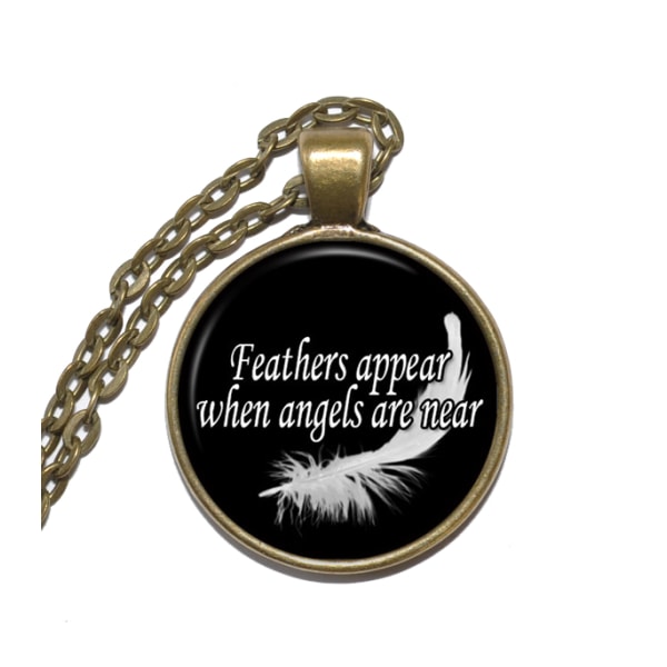 Halsband Brons Silver Citat Änglar Angels Fjädrar Feathers Brons