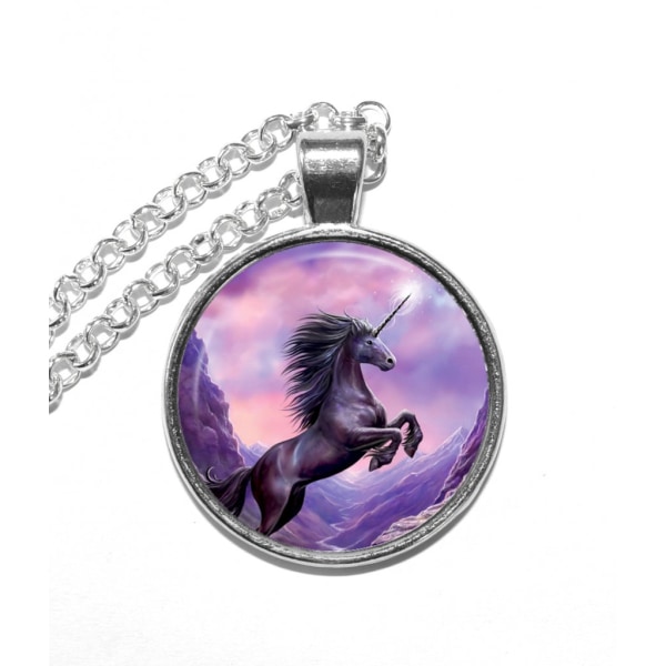 Halsband Brons Silver Enhörning Unicorn Fantasy Silver