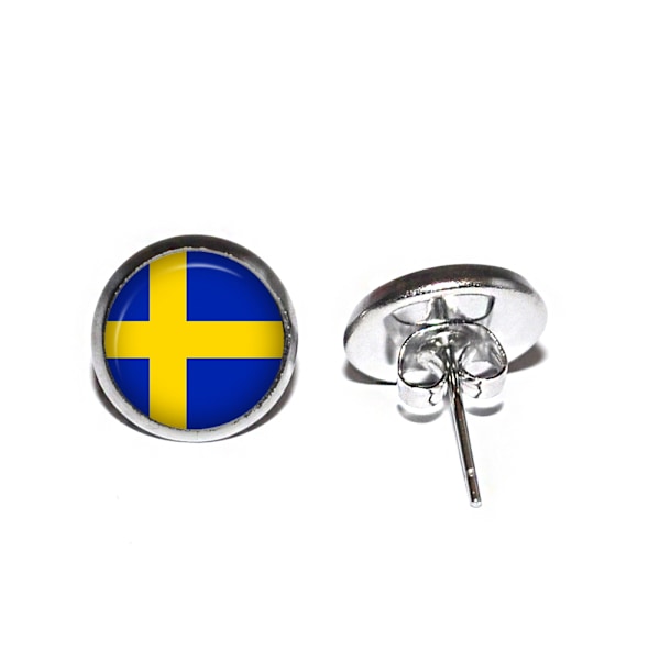 Örhängen Rostfritt Stål Svenska Flaggan Heja Sverige Stift Studs