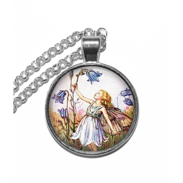 Halsband Brons Silver Blomsterälva Blåklocka Bluebell Älva Fairy Silver