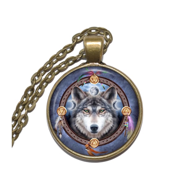 Halsband Brons Silver Varg Wolf Spiritual Brons