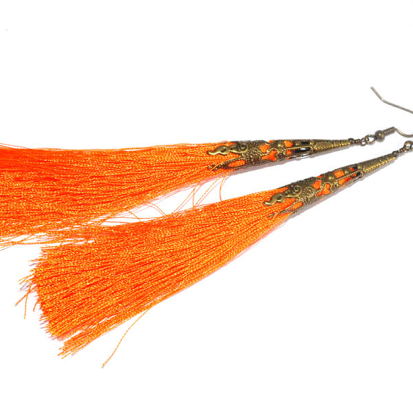 Örhängen Boho Tofs Shoulder Dusters Orange