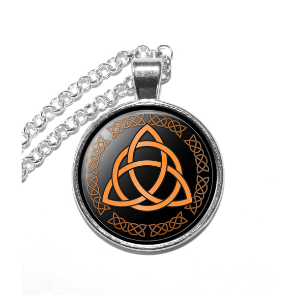 Halsband Brons Silver Triquetra Inringad Wicca Symbol Silver