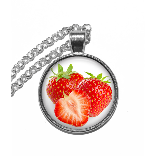 Halsband Brons Silver Jordgubbar Strawberries Bär Silver